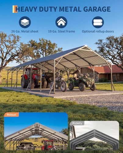 Image of GarveeLife 20'X30'x12' Metal Carport for Multiple Vehicles, Steel Car Ports | Vertical Roof Design / for All-Weather / for Full-Size Pickup Trucks, Boats, and Tractors