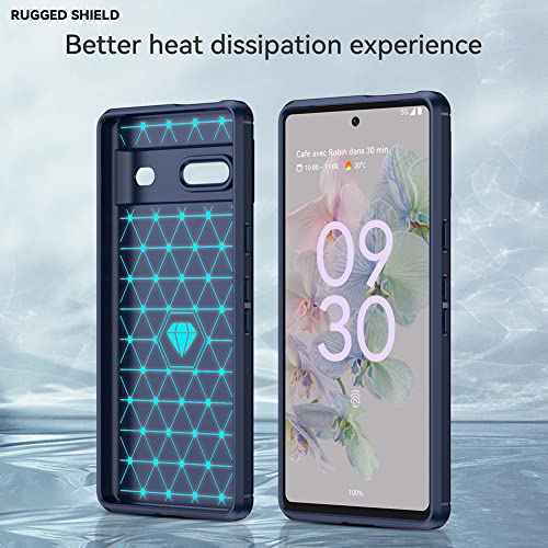 Image of Hybrid Carbon Fiber Back Case for Google Pixel 7 (Blue)