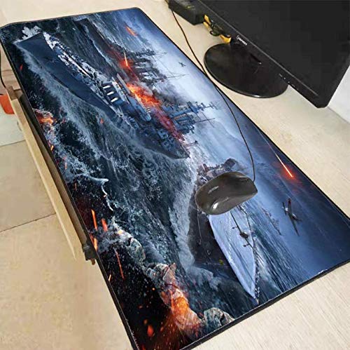 World of Warships Großes Gaming-Mauspad Mauspad mit Schlosskante Laptop-Computer Tastatur-Pad Schreibtisch-Pad 300 * 800 * 3 mm