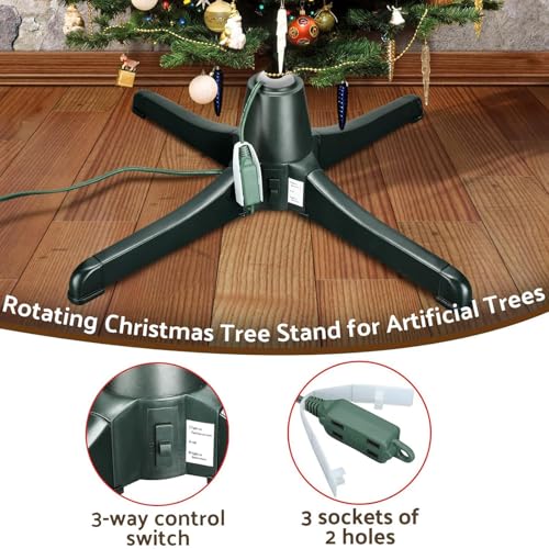 Soporte giratorio 360° para árbol de Navidad artificial con tres modos de ajuste de base 4
