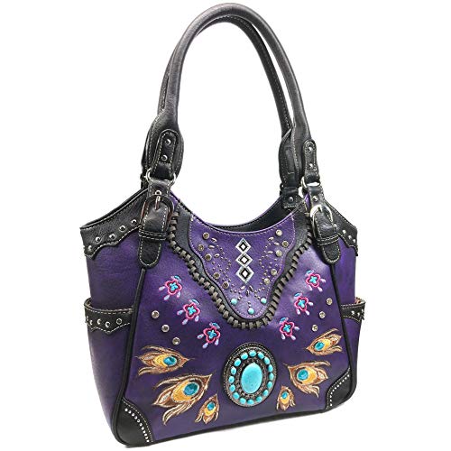 Bolso Tote Mujer Turquesa con Diseño de Pluma de Pavo Real miniatura 3