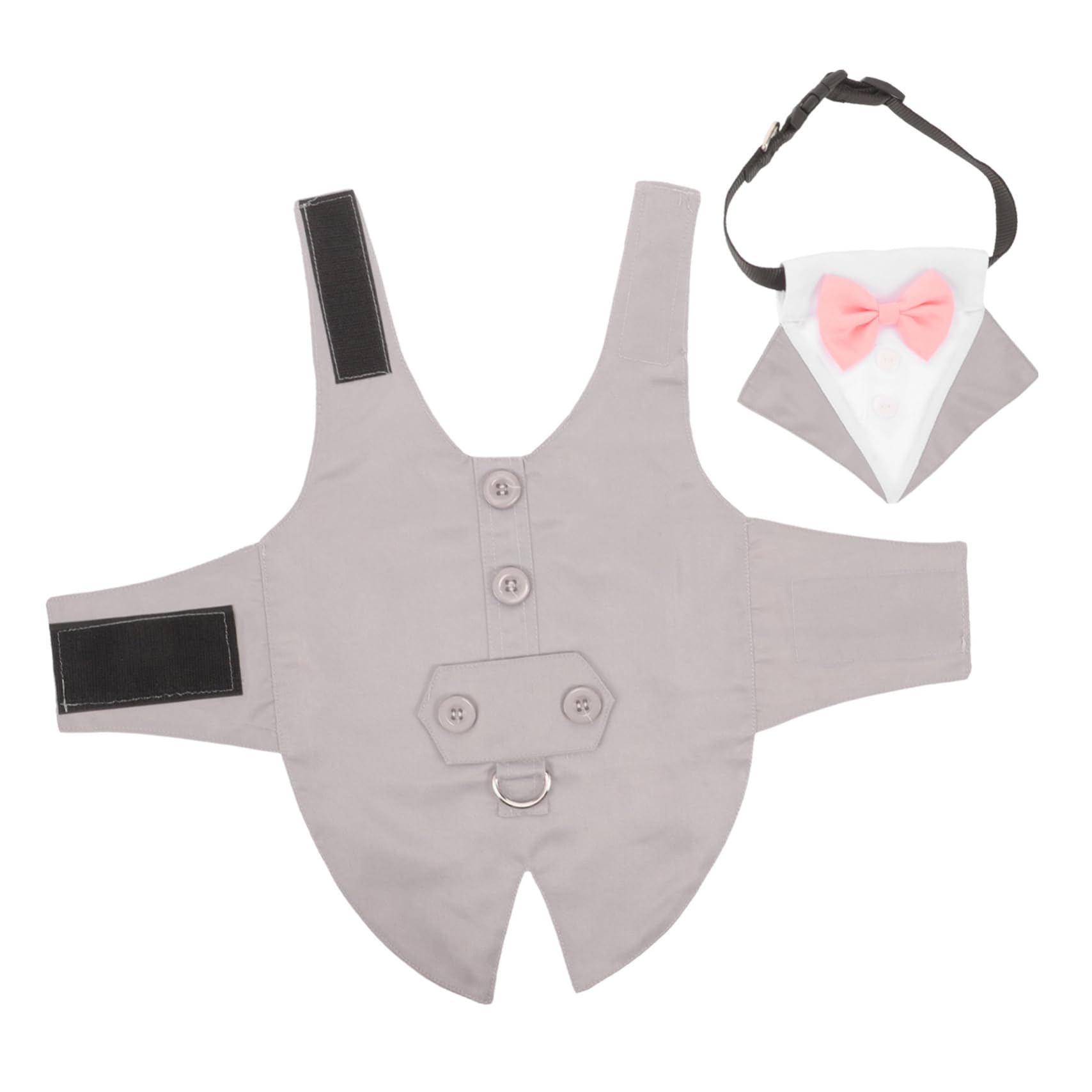 Costume de mariage pour chien tuxedo de cérémonie gris avec nœud papillon pour petit chien de salon