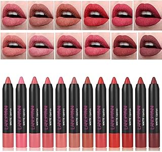 12Pcs/Kit Matte Colors Lipstick Kits Nutritious Velvet Matte Long Lasting Lip Stick Tint Nude Make Up Set
