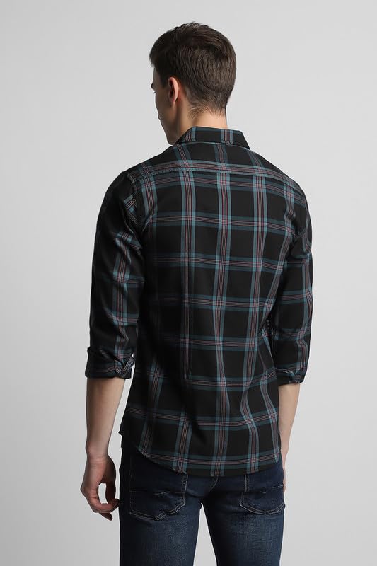 Image of Dennis Lingo Men's Cotton Casual Shirt, Long Sleeve Slim Fit Spread Collar
