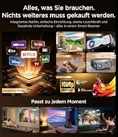Tragbarer Smart Beamer 1080P mit 4K-Unterstützung, 1800 ANSI, WiFi 6 & Bluetooth 5.4, 35W Dolby Audio, Autofokus & Auto Keystone, Mobiler Projektor für Heimkino, Outdoor, Camping & Reisen – Ansicht 9