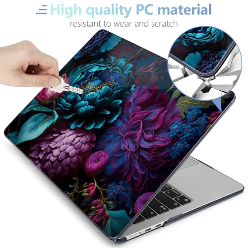 MEEgoodo Case for M5/M4/M3/M2 MacBook Air 13.6 inch Case 2026 2025 2024 2022, Fit Model A3449/A3240/A3113/A2681, Laptop Hard Shell Compatible with MacBook Air 13 inch, Beautiful Fantasy Flower by MEEgoodo - Image 3