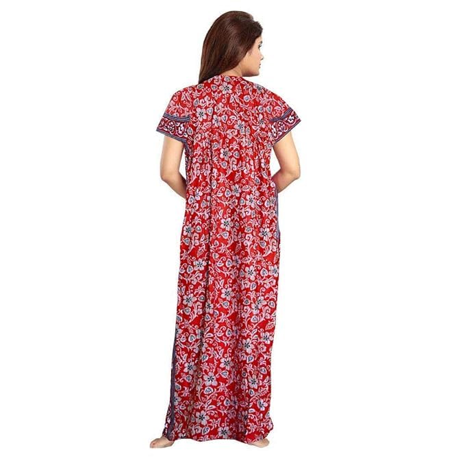 Image of Nighty for Women Cotton Printed Maxi Gown Ankle Length Nighty Night Dress Gown for Women Maxi - (Pack of 2)