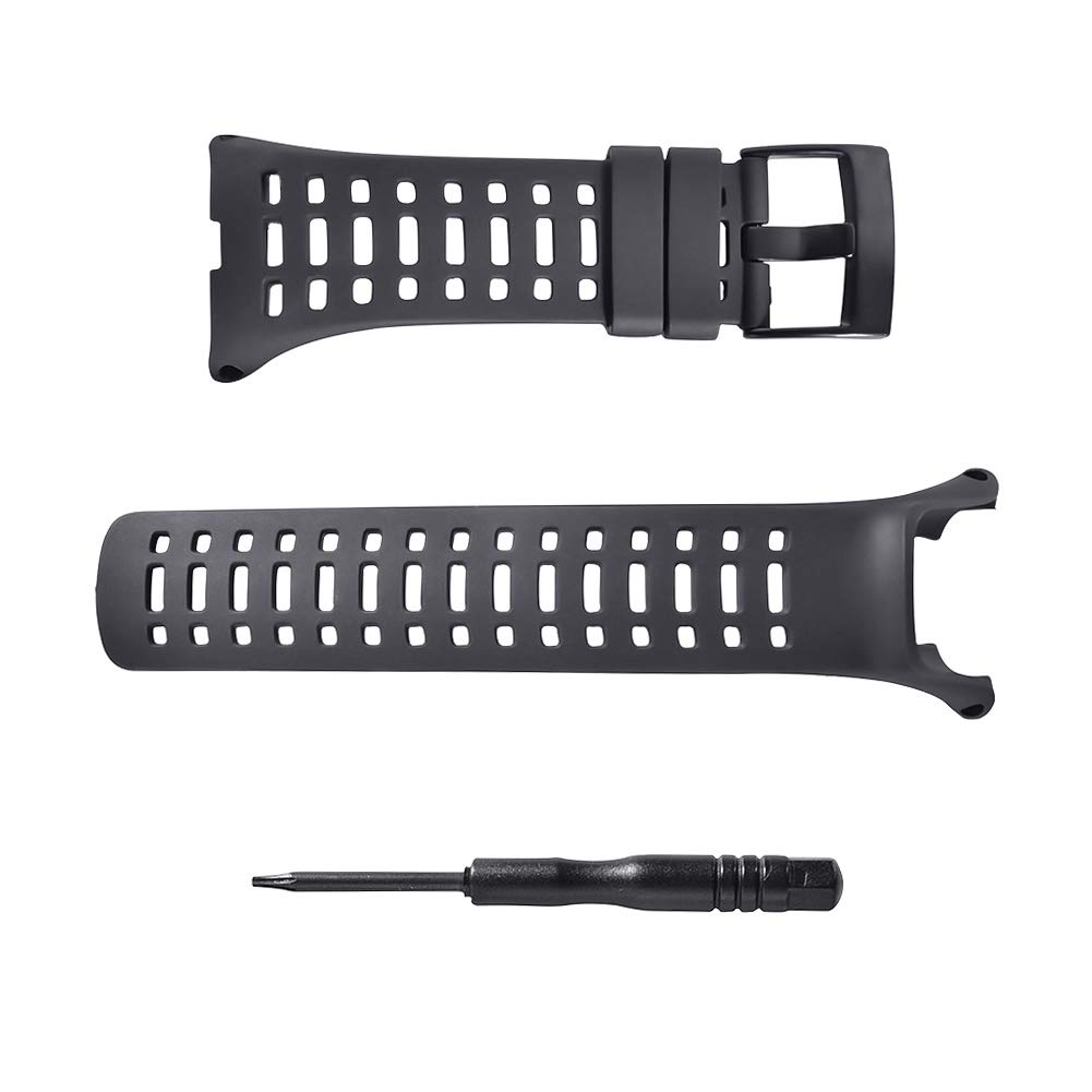 Bracelet de montre compatible avec Suunto Ambit, bracelet de rechange en caoutchouc TPU souple pour Smart Series 1/2/2S/2R/3 Sport/3 Run/3 Peak, noir