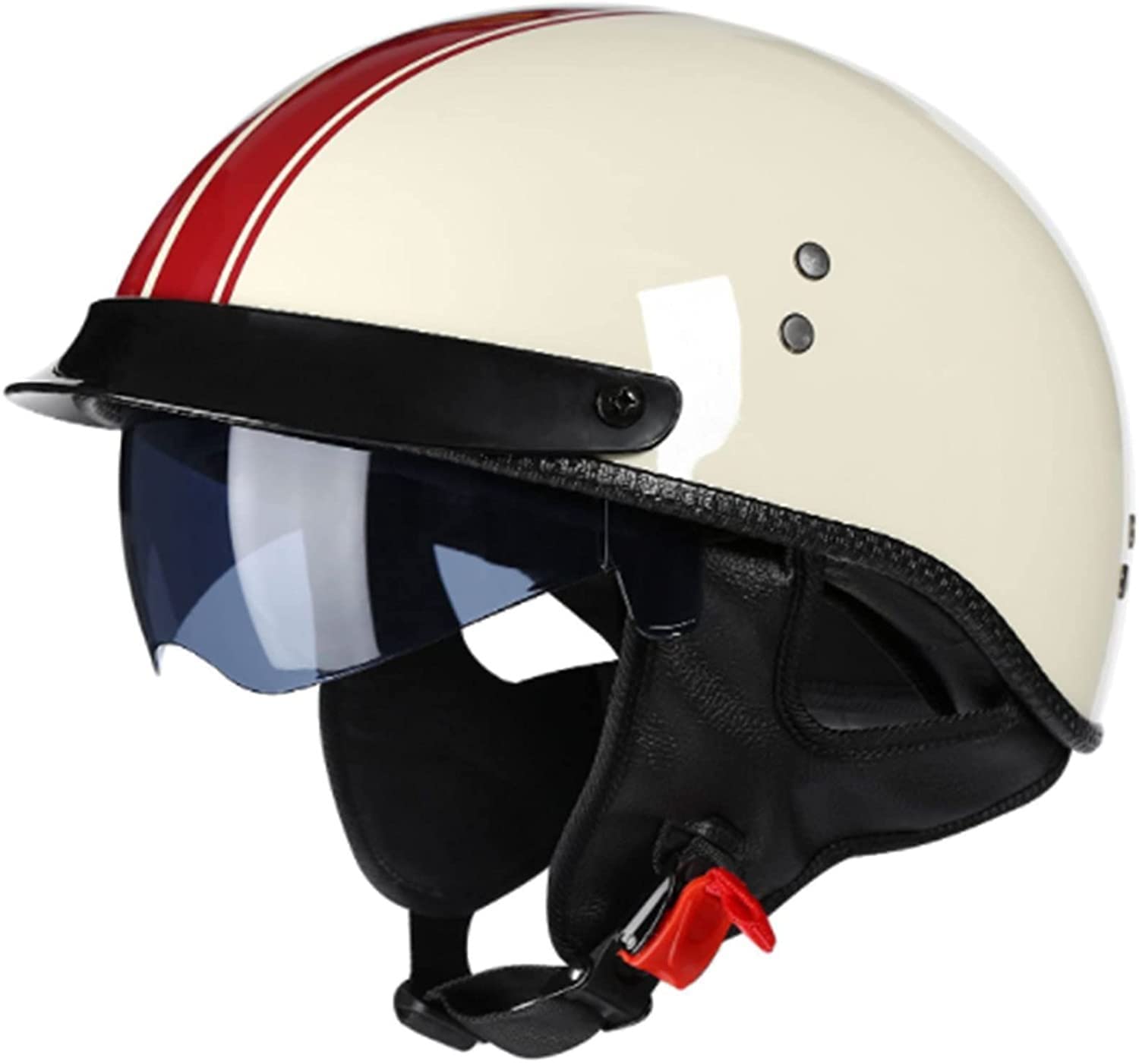 Caschi Moto Aperti Per Adulti Casco Moto Jet Certificato ECE Mezzo Con Visiera Casco Moto Bici Elettrica Unisex Per Casco Pilota Scooter Ciclomotore A,XXL/(61~62cm)