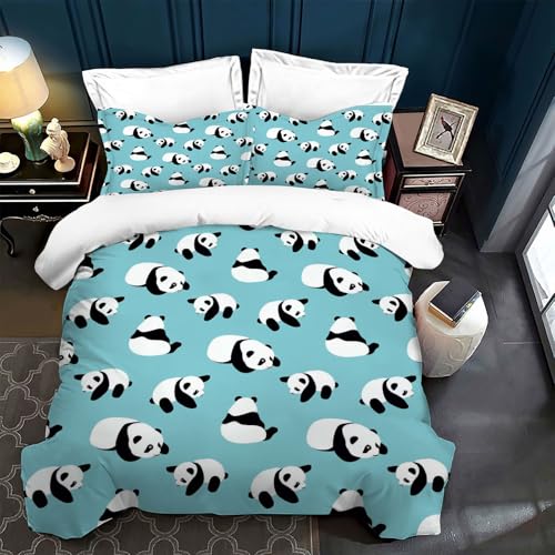 Panda bettwäsche Kinder 135x200cm,Karikatur Panda und Bambus Motiv...