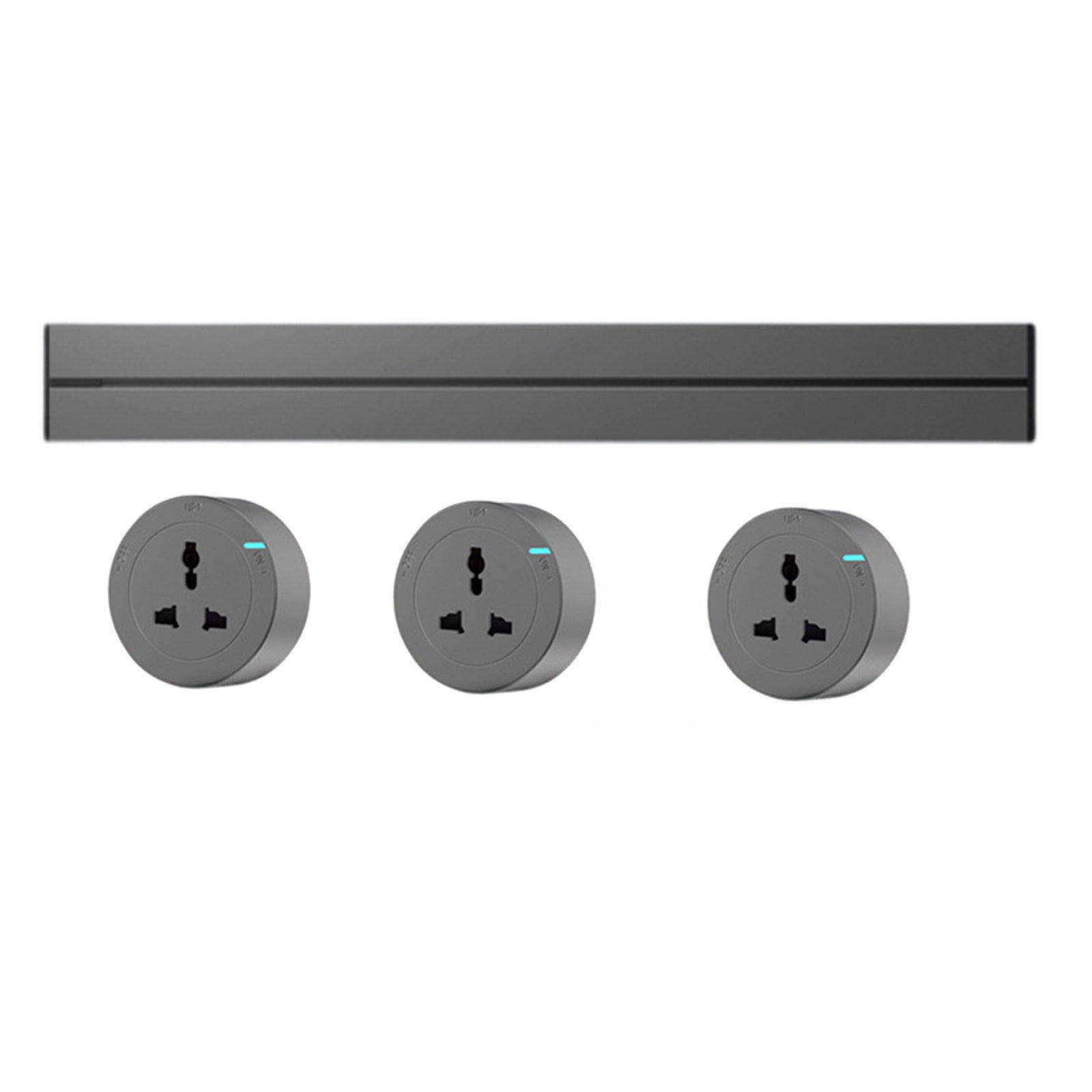 Power Strips Powerful and Safe Track Socket - 8000W Capacity with Waterproof, Anti-Leakage Design. Fashionable Aluminum(Gray,50cm)