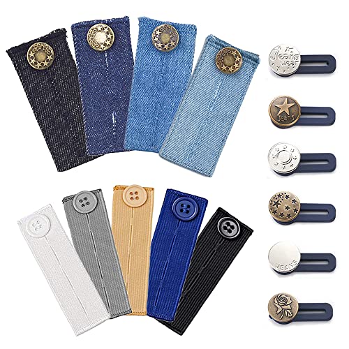 2 Extenseurs De Pantalon Ajustables - Pour Femmes Enceintes Et Hommes - Bleu Foncé Et Noir
