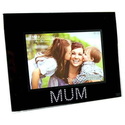 Black Glass Mum Photo Picture Frame 5x3.5" Cover