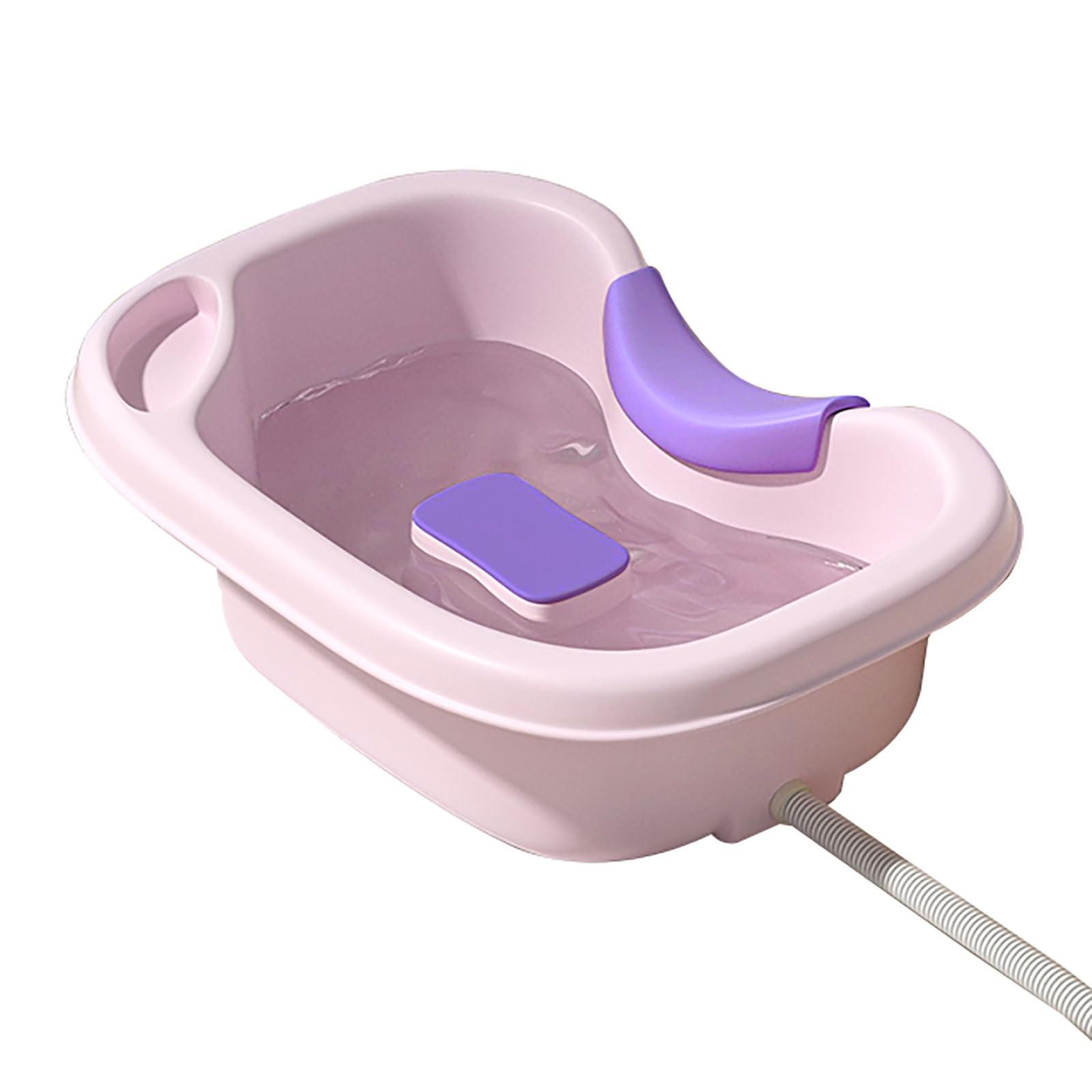 Lavacabezas Portátil con Soporte para el Cuello y Manguera de Drenaje, Fregadero Portatil para Niños, Ancianos y Embarazadas(Pink)