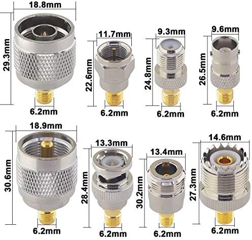 BOOBRIE 16PCS SMA Adapter Kit SMA to BNC UHF N-type F-type Male to Female Connectors SMA RF Coaxial Antenna Adapter WiFi Antenna SMA Adapter SMA Converter for WiFi Antenna/FPV Drone/Extension Cable