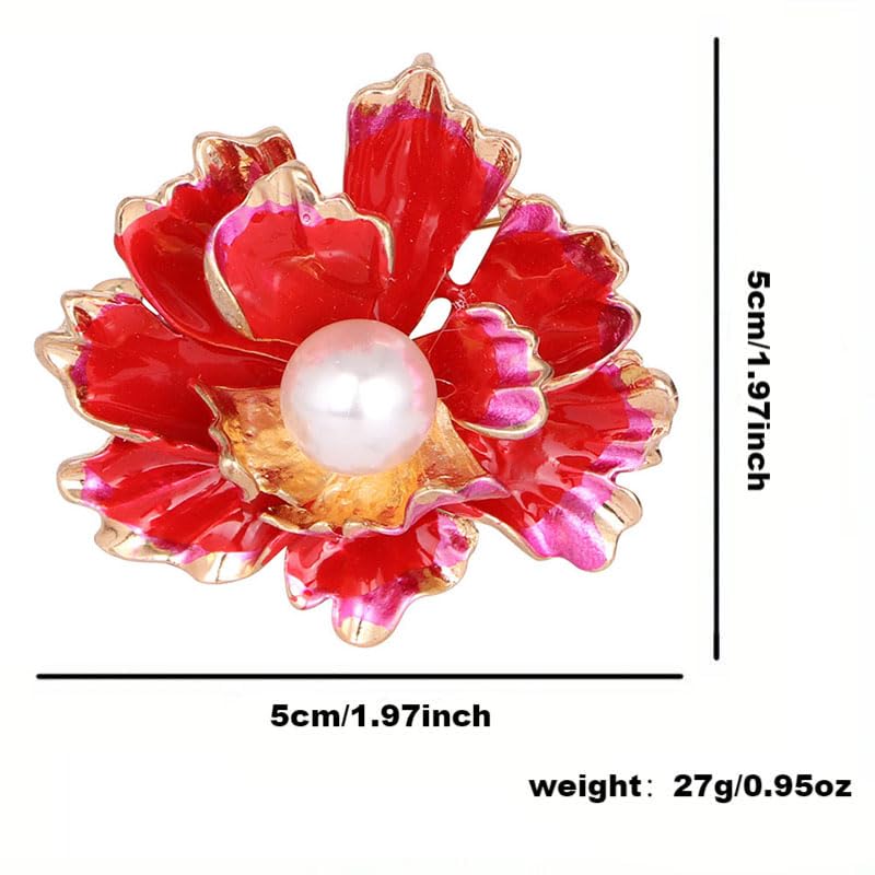 Image of Elegant Flower Brooch Pin for Women, Stylish Vinage Crystal Pearl Rhinestones Brooches Pins Dainty Lapel Pins for Dress Accessories Jewelry