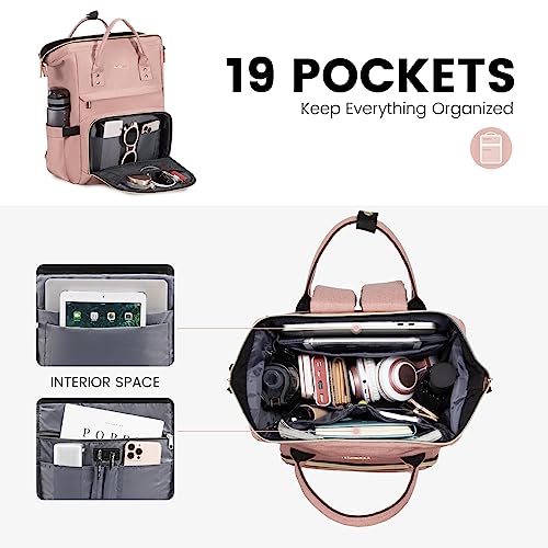 Lovevook Laptop Backpack Women Teacher Backpack Nurse Bags, 15.6 Inch Womens Work Backpack Purse Waterproof Anti-Theft Travel Back Pack With Usb Charging Port (Light Pink) #TOP1