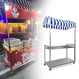 Faltbarer Marktstandwagen mit Baldachin und 2-stöckiger Aufbewahrung für tragbare Lebensmittelverkäufe und Veranstaltungen