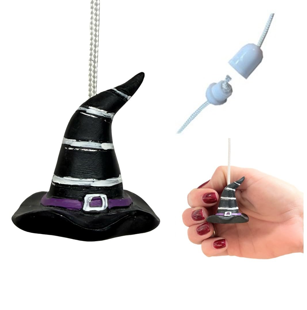 Lowgy Light Little Resin Halloween Pull With Choice Of Cord Colour & Connector - Novelty Bathroom Pull Cord/Hanging Decoration (Witches Hat)