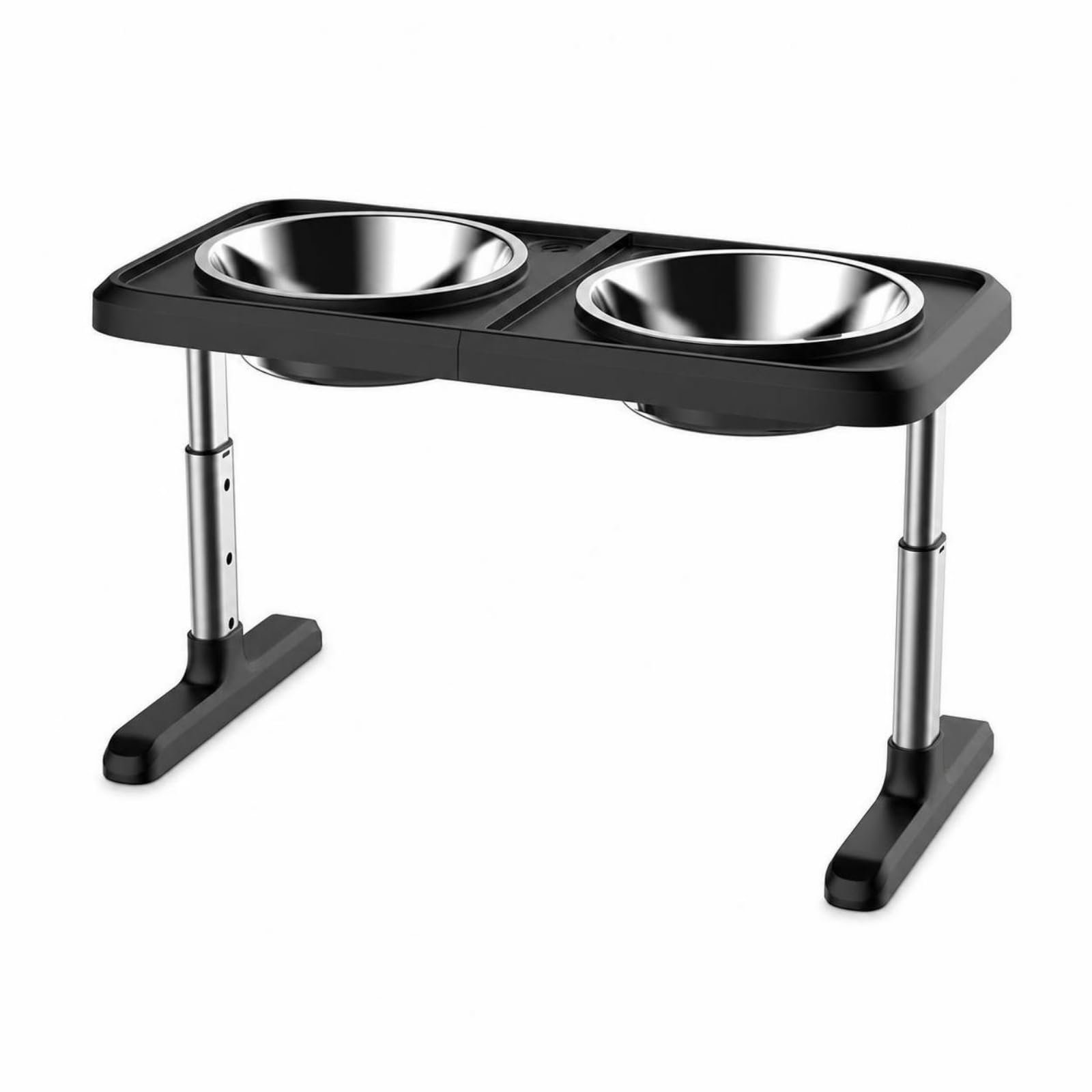 Support Gamelle avec 2 Récipients en Acier Inoxydable Surélevé Support Gamelles avec Récipients en INOX Double Bar à Chien pour Chiens, Chats