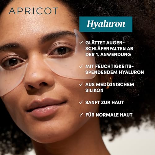 APRICOT 2x Hyaluron Augenpads aus medizinischem Silikon mit niedermolekularem Hyaluron - Bis zu 30x Wiederverwendbar, Dermatologisch Bestätigt, Vegan & Tierversuchsfrei - Augenpads gegen Augenringe