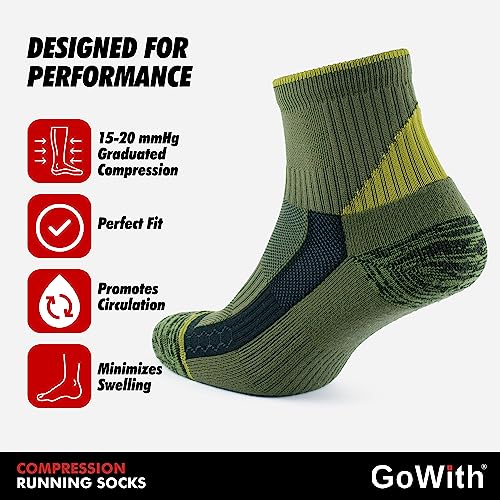 GoWith 2 Pairs Unisex Athletic Fit Running Socks, Anti-Blister Cushioned Performance Socks, Seamless Padded Workout Socks2