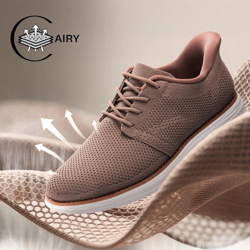 Bruno Marc Men's Hands Free Slip On Casual Dress Shoes Mesh Sneakers Lace-Up Breathable Lightweight Comfortable Walking Shoes,Size 10.5,Light Brown,BMUMOX2419