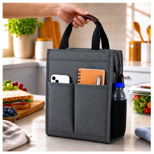 Eightiz Thermal Insulated Lunch Bag for Women & Men Waterproof Soft Cooler Tote Leakproof Reusable Lunch Box Bag with Storage Pocket Ideal for Office,