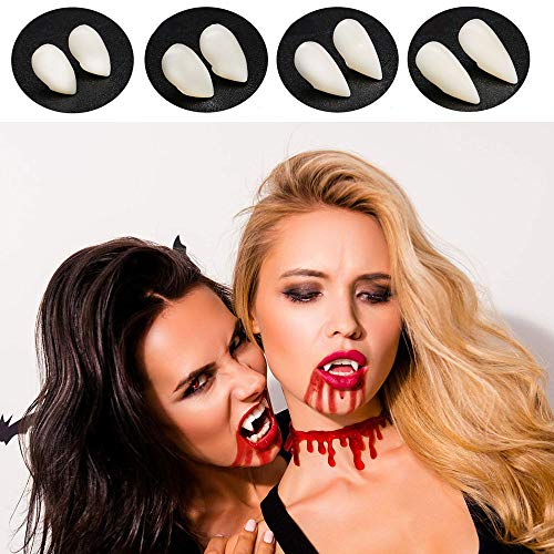 Halloween Party Props Vampire Teeth Dentures Role Playing Teeth, Teeth Particle Adhesive (13mm, 15mm, 17mm, 19mm) 9 Pieces