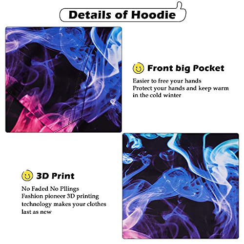 Lovekider Kids Novelty Hoodies Pullover 11 12 13 Years Old Fashion Sports Sweatshirts For Teen Boys 3D Colorful Smoke Hoodie With Big Pocket #TOP4