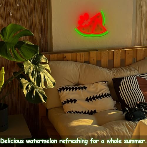 Image of Ecluloriven Watermelon Neon Sign for Wall Decor, UV Print Summer Watermelon Neon Lights, Vibrant Fruit Themed Neons LED Signs for Kids Room, Bedroom, Restaurant, Bar, Club, Fruit Shop, Birthday Party