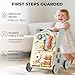 WOODMAM Wooden Baby Walker, Adjustable Speed Baby Push Walker for 1 Year Old, 10-in-1 Montessori Walker for Boys & Girls, Toddler Sit-to-Stand Learning Toy with Detachable Busy Board