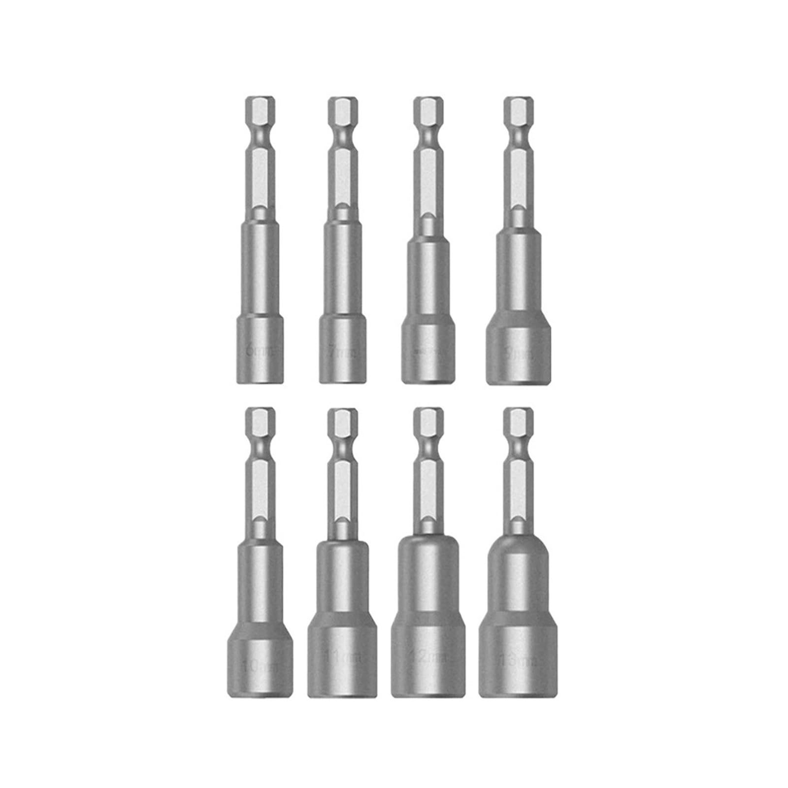 Xchiaueo 8Pcs 6-13Mm Power Nut Driver Set For Impact Drill Socket Wrench Setters 1/4Inch Hex Shank