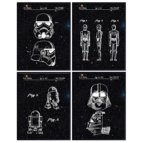 Patent Prints Set - 8x10 Decor, Poster Set - Gift for Space Fans - Unframed Wall Art for Boys Bedroom, Kids Room Unframed