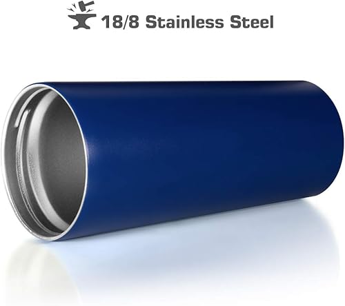 Miniatura 8 de Vaso de aperitivos con tapa y pajita, taza de café de viaje 2 en 1 aislada de acero inoxidable, botella de agua con taza de aperitivo (azul real, 16