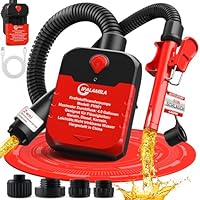 Kraftstoffpumpe mit Auto-Stopp-Sensor,4.0GPM (15L/min) Benzinpumpe Für Kanister,Aufladbare tragbare Dieselpumpe,Multifunktions-Flüssigkeitsförderpumpe für Benzin,Diesel und Öl,mit 4 Adaptergröß (Rot)