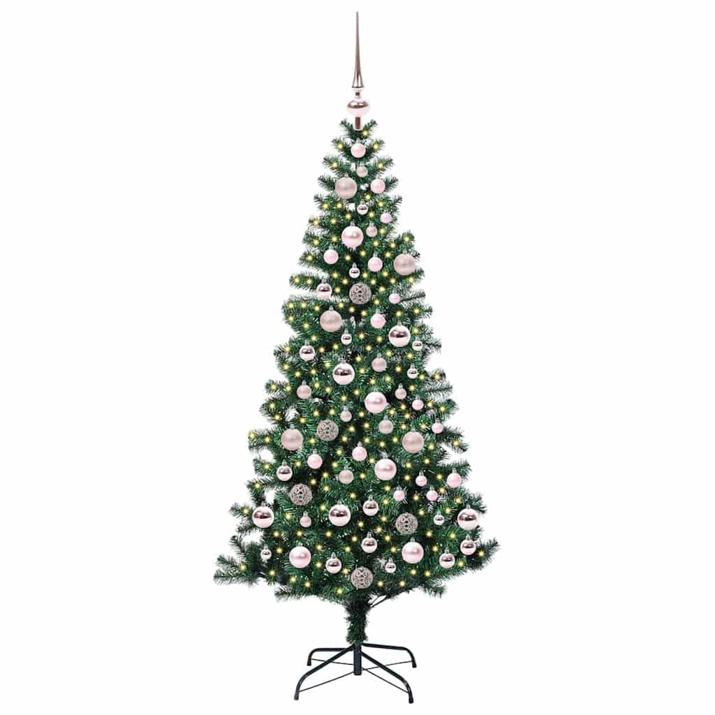 Sztuczna podświetlana choinka zielona, 180 cm, PCW, metal, 564 końcówki, 300 diod LED, 8 trybów pracy, źródło zasilania USB, salon, taras, dekoracja adwentowa