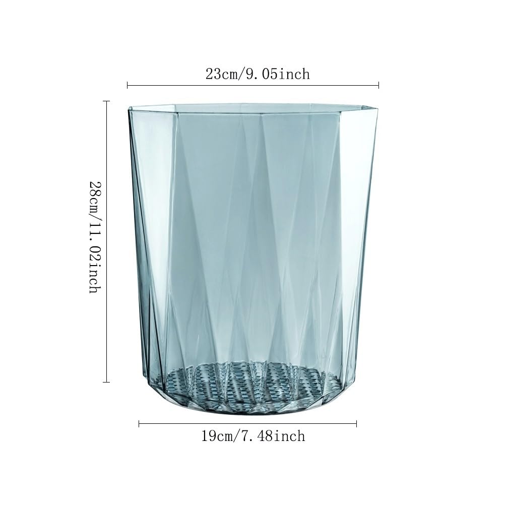 Poubelle Grande corbeille à papier ronde transparente en plastique adaptée au salon, la chambre coucher, salle de bain Gris/bleu/vert(Green)