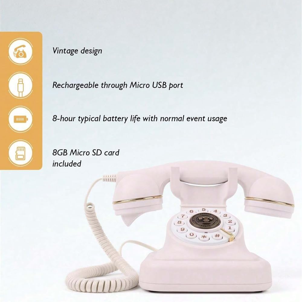 Registro degli ospiti con audio e messaggi vocali personalizzati, classico libro degli ospiti in stile retrò, telefono per feste, matrimoni, compleanni, affitti, confessioni, occasioni speciali