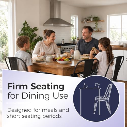 Image of Metal Dining Chairs with Backrest, Stackable, Dark Blue, 8 Pack | Easy Assembly, Non-Slip Feet, 330 lb Capacity, Kitchen, Restaurant, Cafe, Pub, Covered Patio