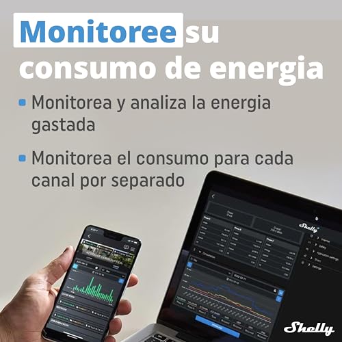 Shelly Plus 2PM - Interruptor Inteligente WiFi & Bluetooth, para Cortinas y Persianas, 2 Canales - 16A, Medición de Energía y Temporizador, Control Remoto por Teléfono, Alexa y Google Home (4 Piezas) - imagen 6