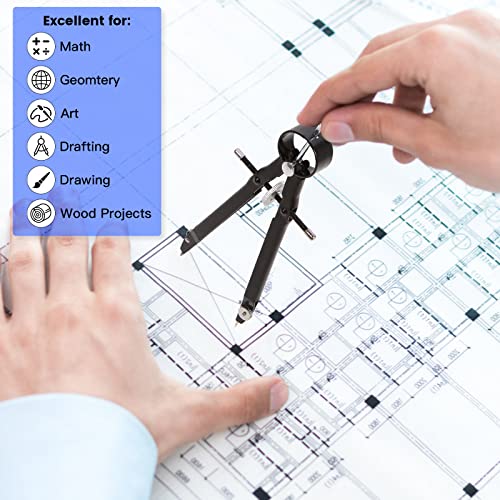 2Pcs Compass For Geometry, Professional Drawing Compass,Metal Compass, Circle Compass Drawing Tool For Geometry, Math, Drafting, Drawing, Measuring, School & Office Supplies By Cualork #TOP5