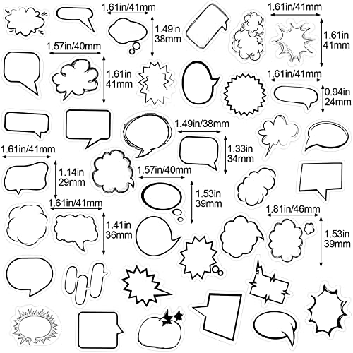 Oiiki 225 Pcs Dialog Box Paper Stickers, Cute Label Stickers, Assorted Shape Paper Stickers, Adhesive Labels For Scrapbooking, Planners, Diary, Calendar -5 Boxes, 45Pcs/Each Box -White,Black #TOP1