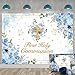 First Holy Communion Backdrop Boys God Bless Background Blue Floral Glitter Christening Party Decorations Banner Newborn Baby Shower Photo Props (Blue, 82x59 inch (7x5FT))
