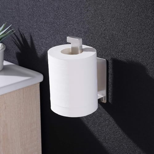 Aikzik Toilettenpapierhalter ohne Bohren, Selbstklebend Toilettenpapierrollenhalter Edelstahl Klopapierhalter Wc Halter Klorollenhalter mit 2 Stück Handtuchhaken für Küche und Badzimmer, Silber