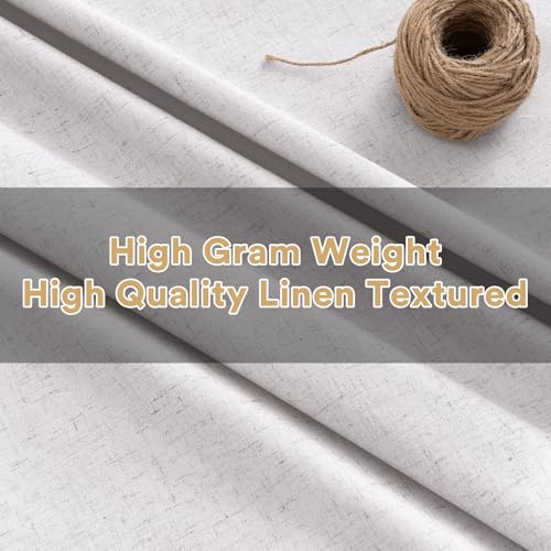 Image of PrinceDeco Blackout Curtains Linen Blended 63 Inch Long Room Darkening Black Out Curtains for Living Room with Natural Slubs & Grayish (Not Solid) Thermal Insulated Grommet 2 Panels,Heathered White