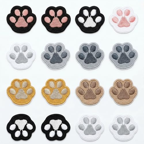 14 Pcs Paw Print Patches for Clothing,Iron On or Sew on Dog Paw Embroidery Appliques Patches Gifts for Dog Lovers Women Cute DIY Craft Patches for Jeans,Jackets,Bags,Shirts,Backpacks