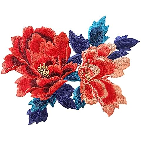 Peony Flower Sew On Patches DIY Patch Applique Crafts Clothing Embroidery Patch for Cheongsam Dress T-Shirt Skirt Jeans Hat Cover