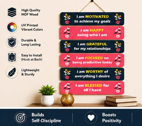 Image of Motivational Quote Wall Hanging for Home Decor | What You Think You Become, What You Feel You Attract, What You Imagine You Create MDF Wooden Wall Art | Office, Living Room & Meditation Decor (WH-37)