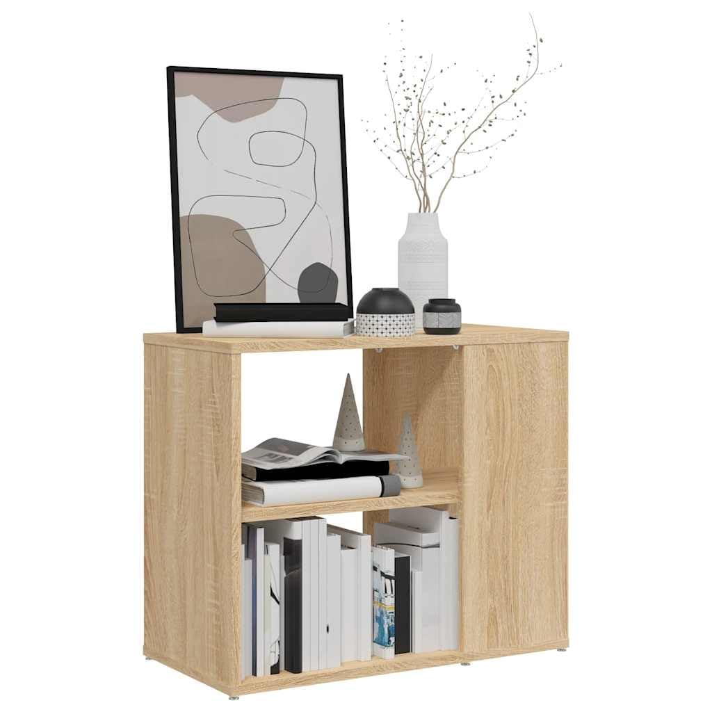 Mobiletto Salotto Rovere Sonoma 60x30x50 cm Legno Multistrato | Mobile versatile per soggiorno o camera con due ripiani aperti, perfetto accanto al divano come tavolino salvaspazio.